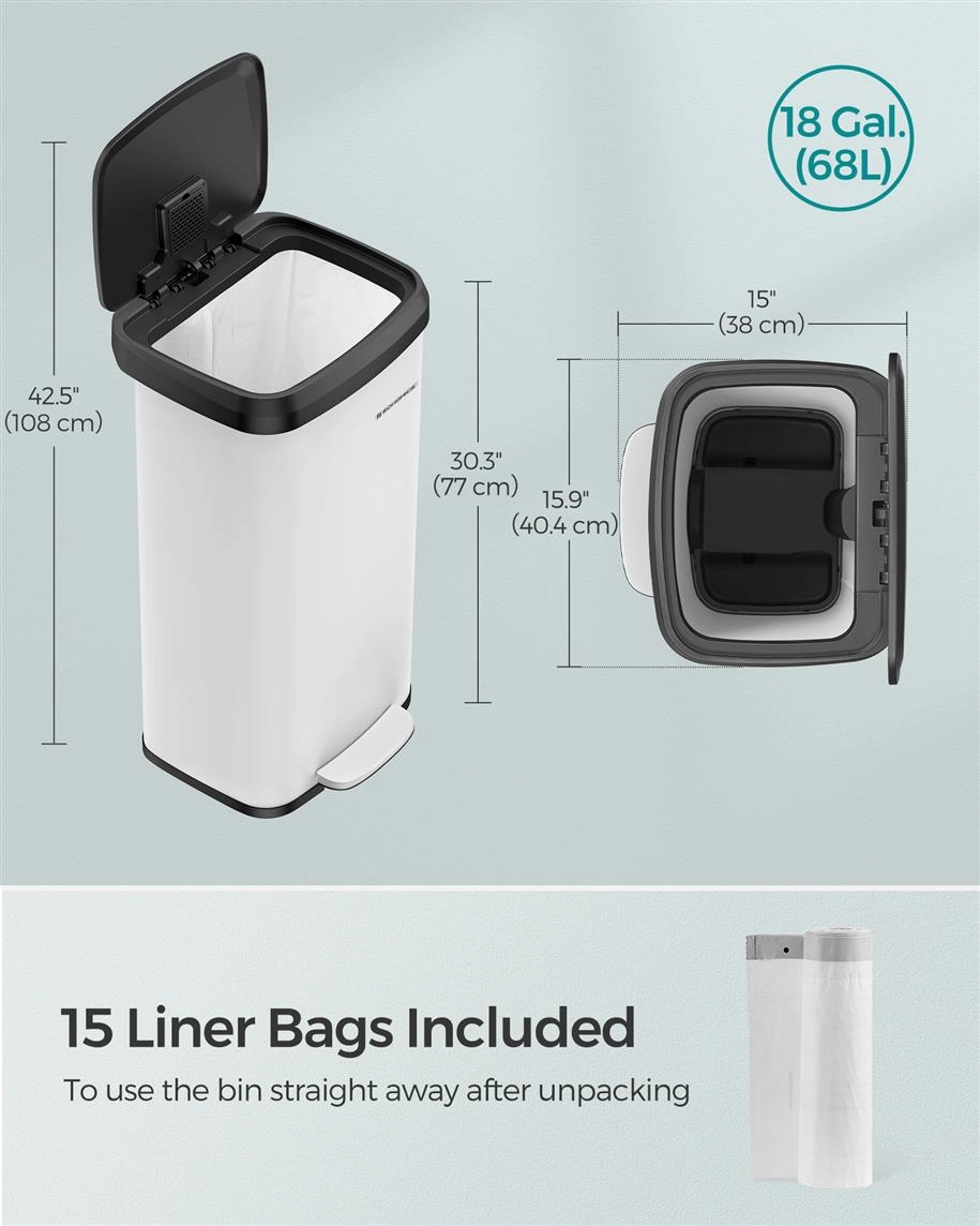 18-Gallon Stainless Steel Kitchen Trash Can