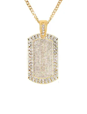 18k Gold Cz Tag Necklace