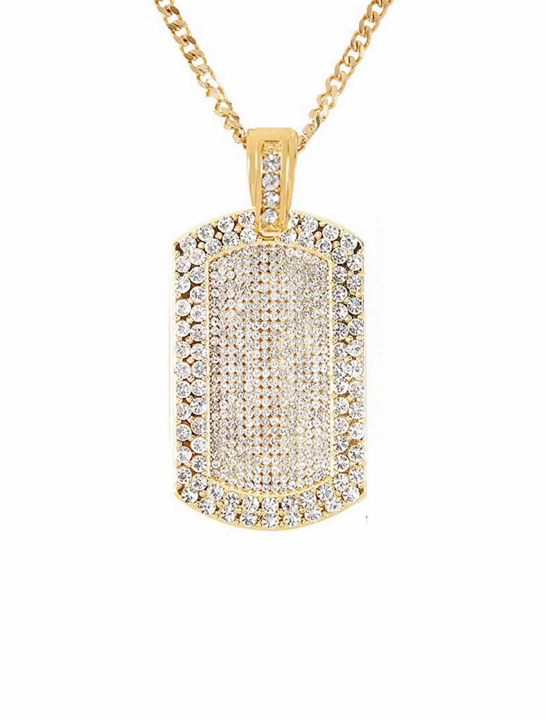 18k Gold Cz Tag Necklace