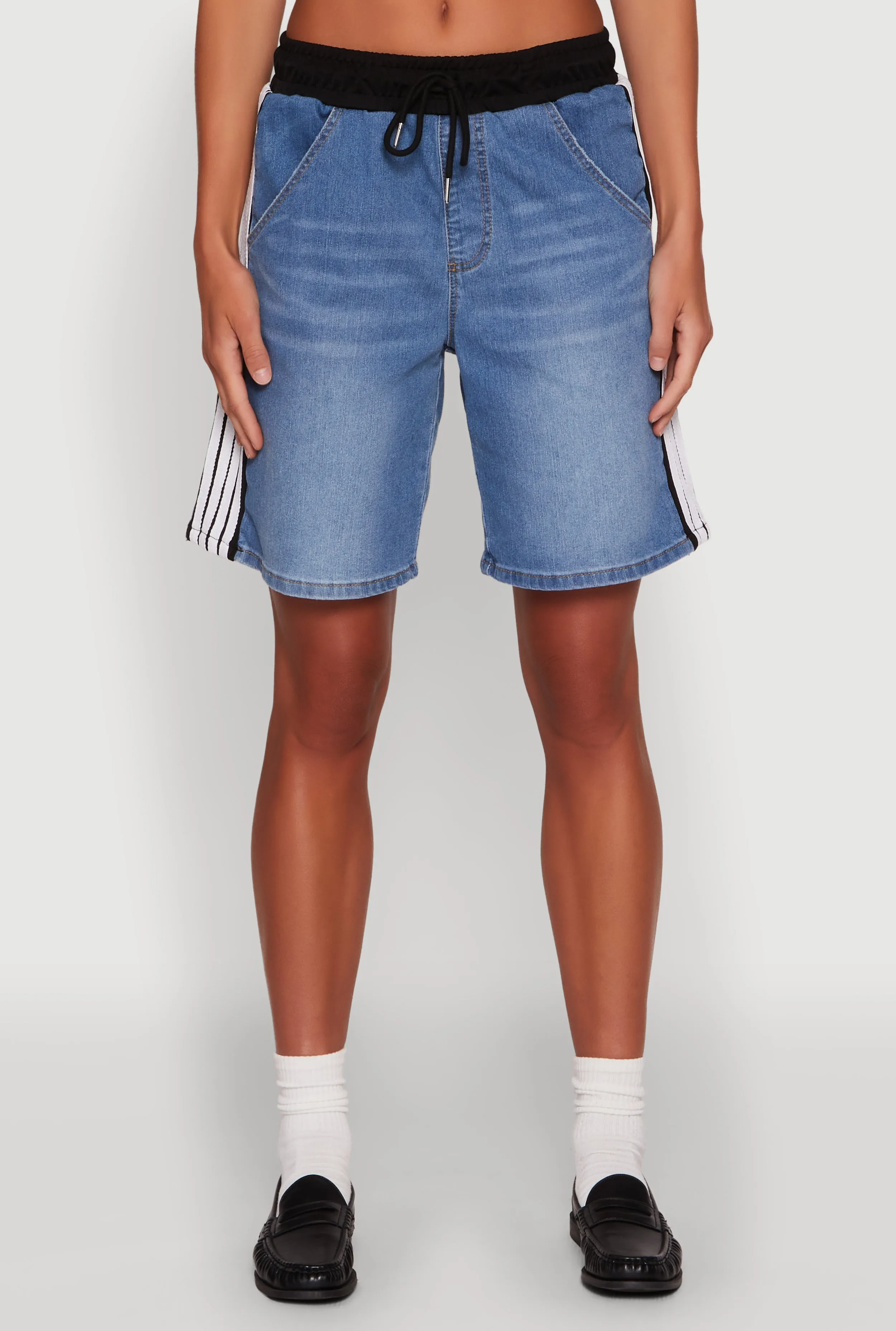 Almost Famous Varsity Stripe Side Waistband Jorts