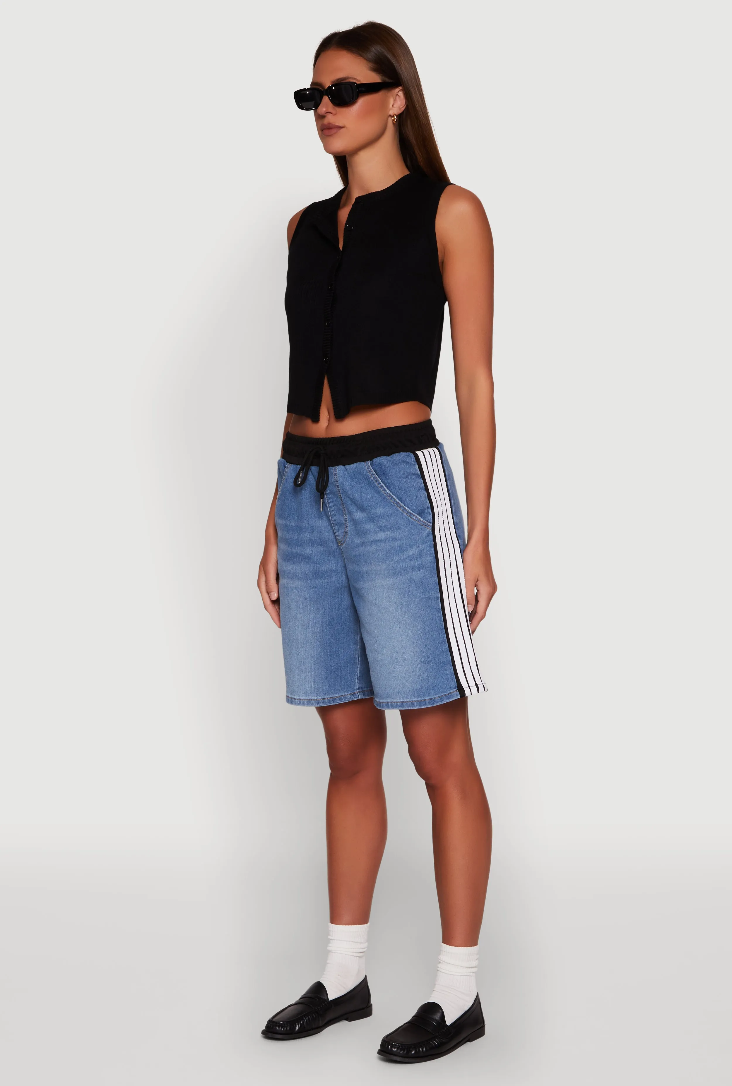 Almost Famous Varsity Stripe Side Waistband Jorts