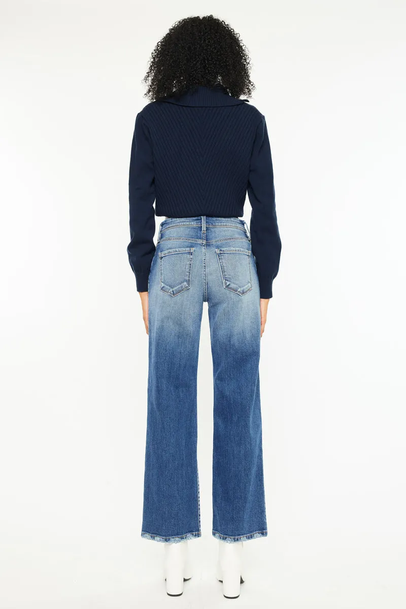 Angela Premier High Rise Slim Wide Leg Jeans