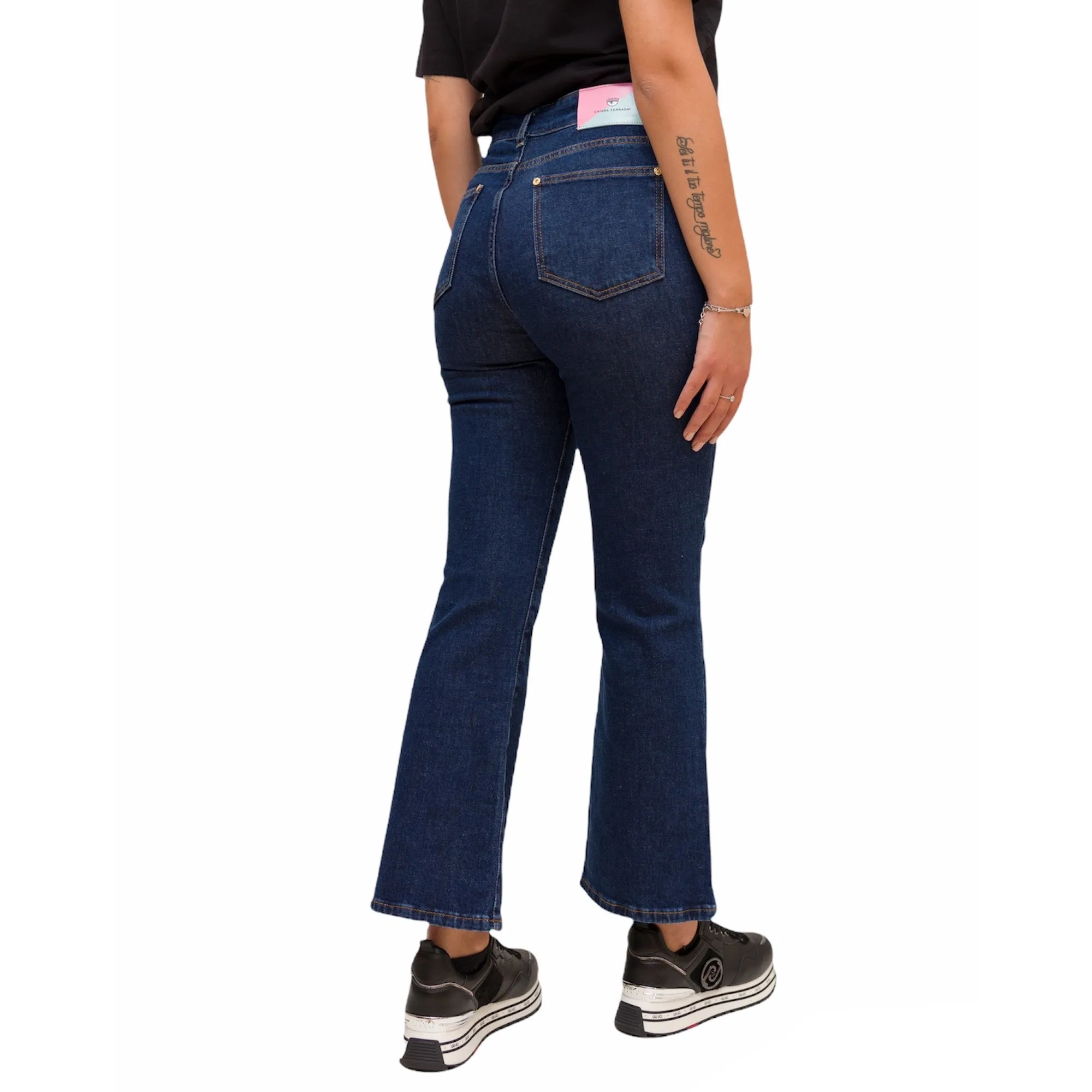 Chiara Ferragni Logo Plaque Cropped Jeans