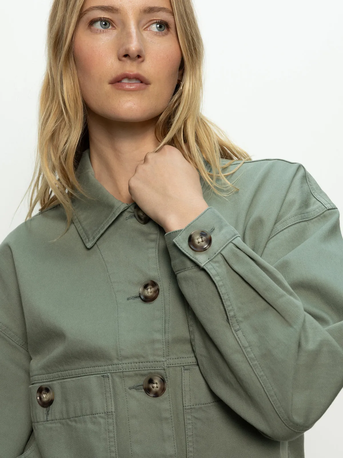 Coastal Denim Shacket Dark Spruce