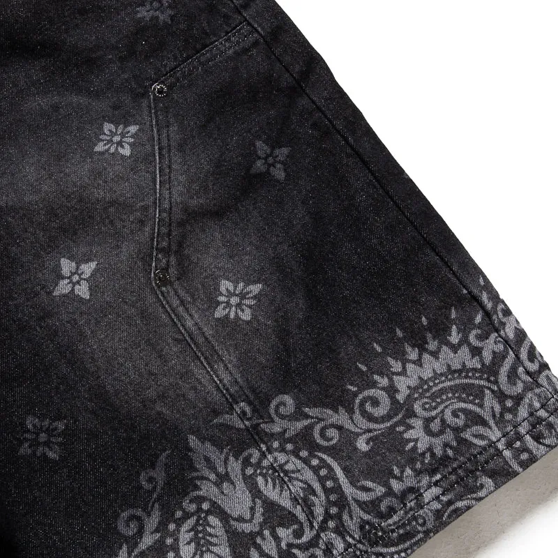 Criminal Damage Laser Print Denim Shorts - Washed Black