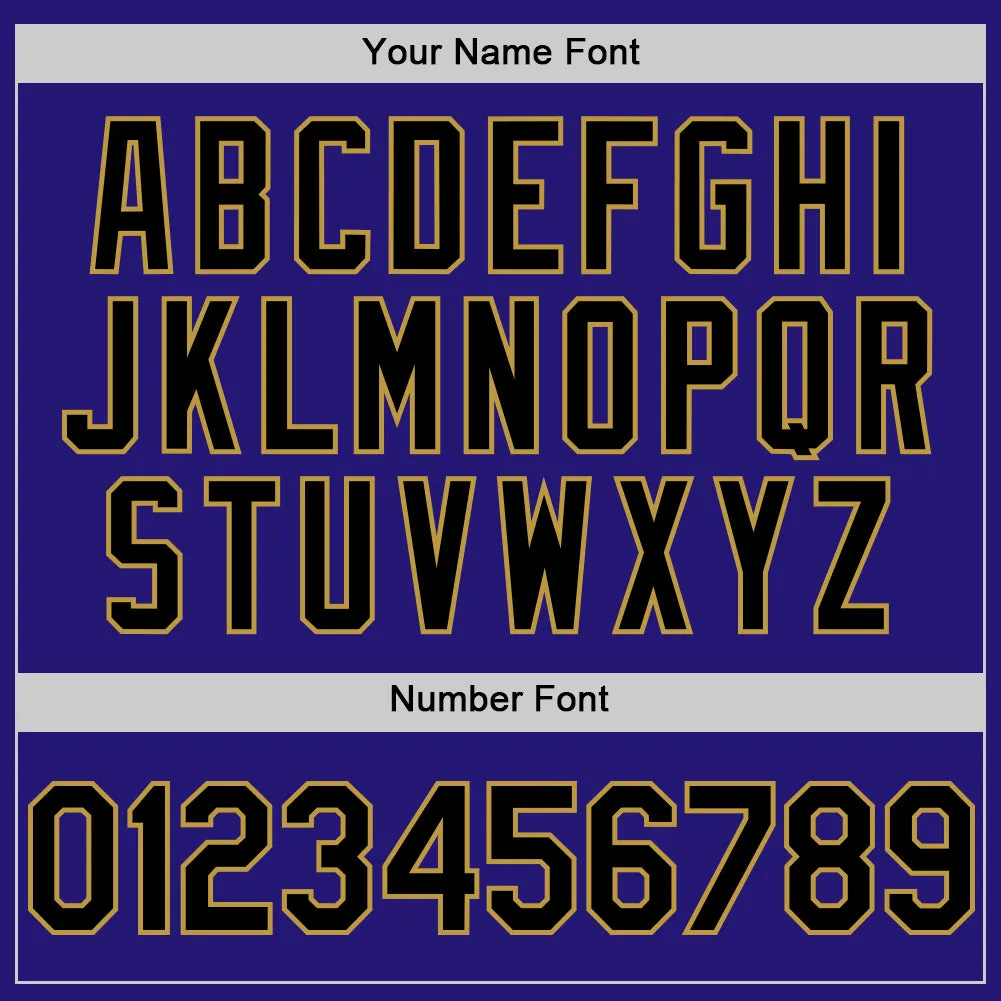 Custom Dark Purple Black-Old Gold 3D Pattern Design Gradient Style Twinkle Star Authentic Baseball Jersey