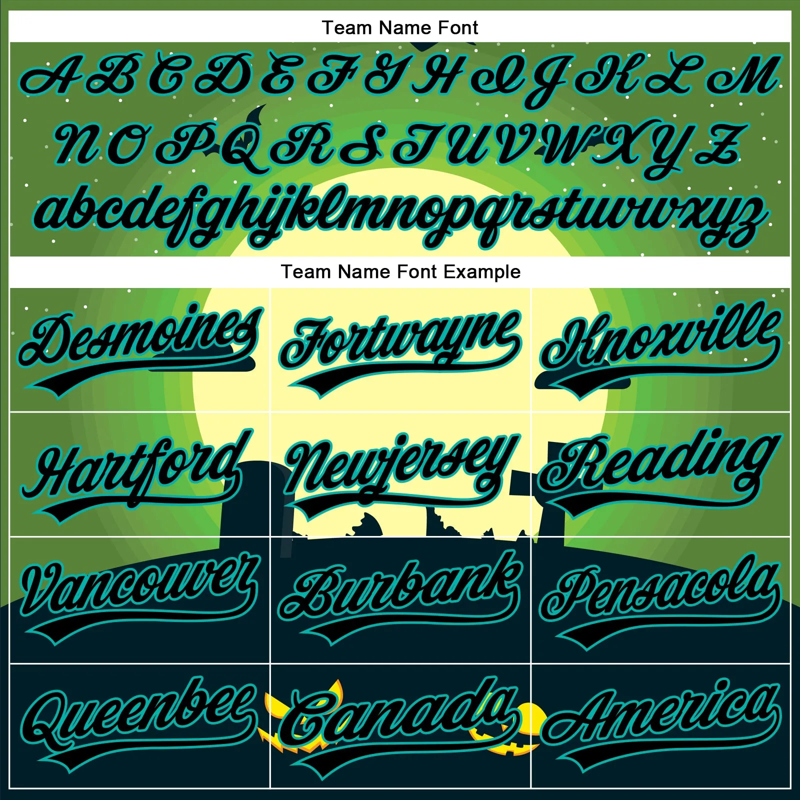 Custom Green Black-Aqua 3D Halloween Authentic Baseball Jersey