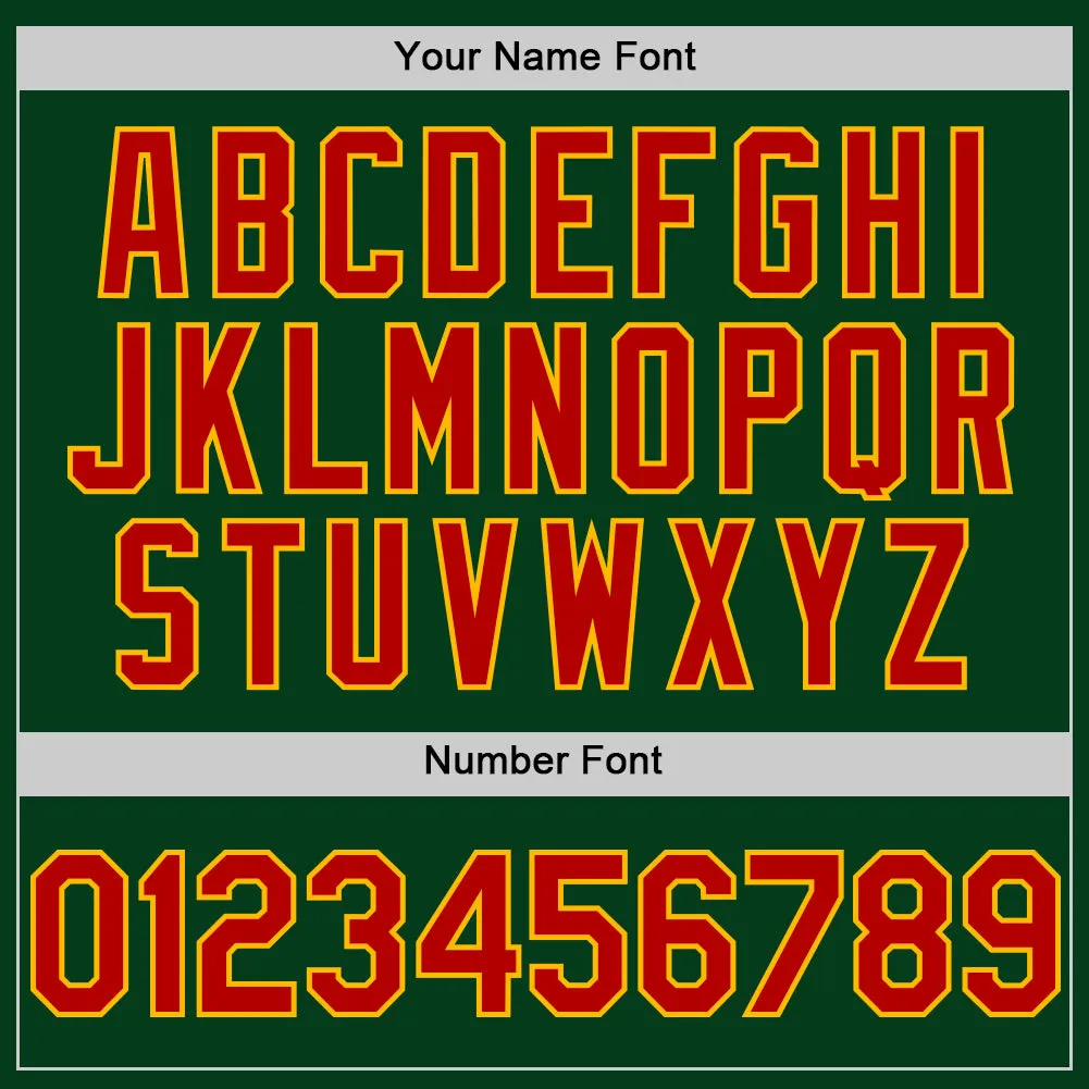 Custom Green Red-Gold Mesh Authentic Throwback Baseball Jersey