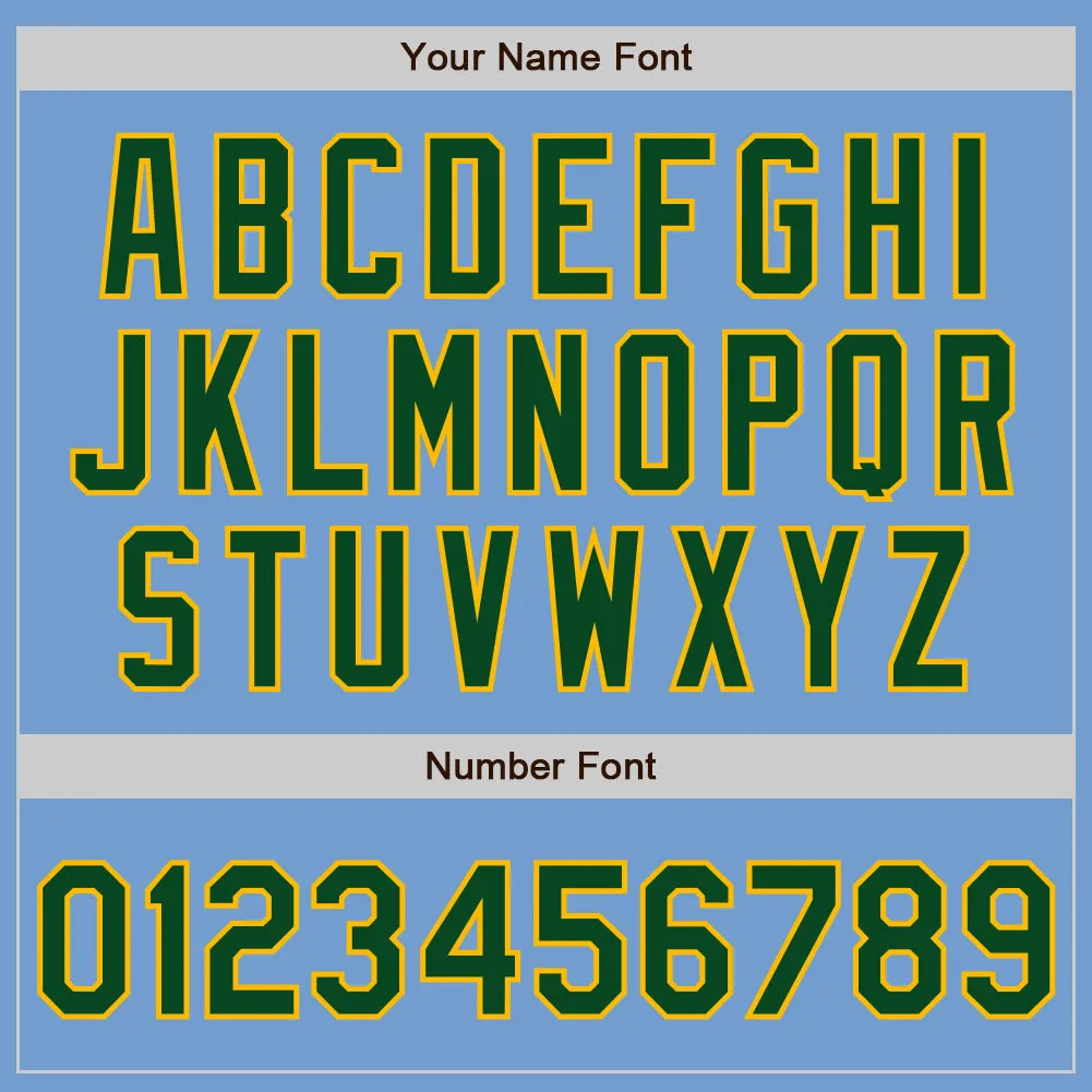 Custom Light Blue Green-Gold Authentic Baseball Jersey