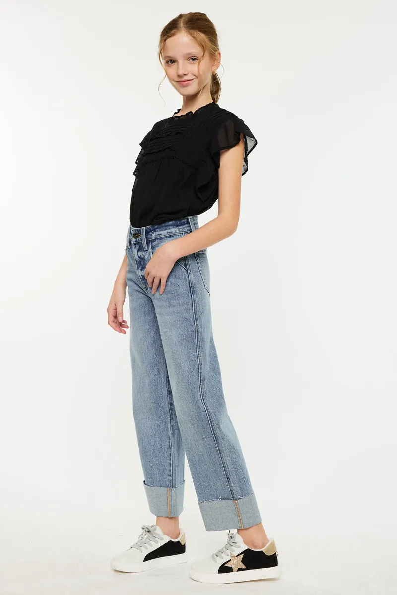 Danielle High Rise Kids Cropped Wide Leg