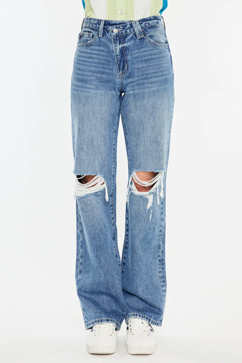Debra Essentials High Rise 90's Criss Cross Straight Jeans