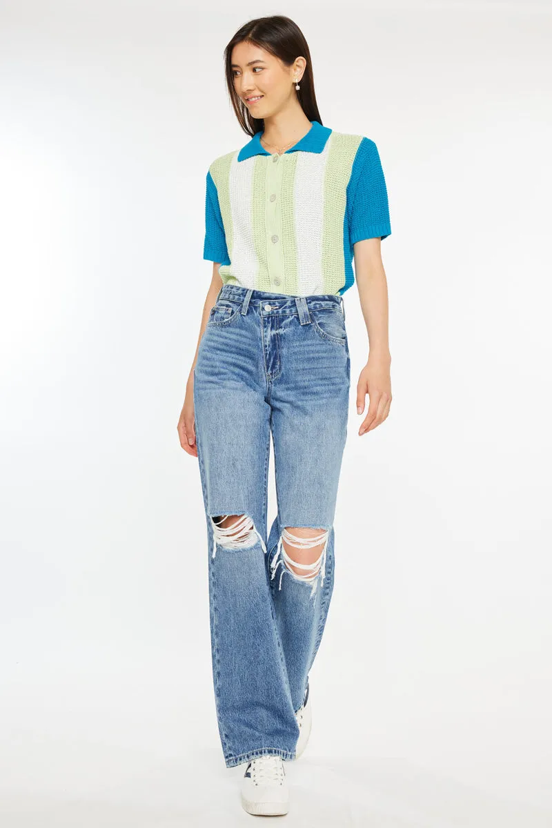 Debra Essentials High Rise 90's Criss Cross Straight Jeans