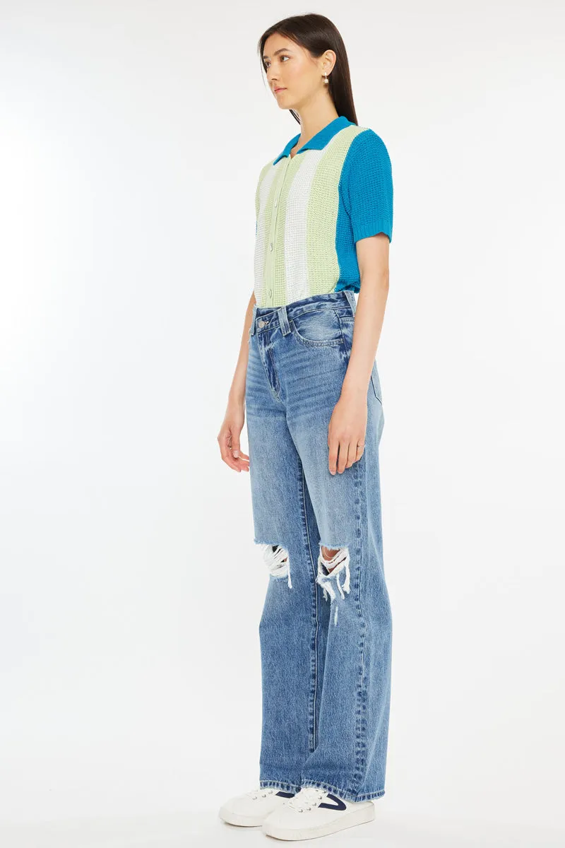 Debra Essentials High Rise 90's Criss Cross Straight Jeans