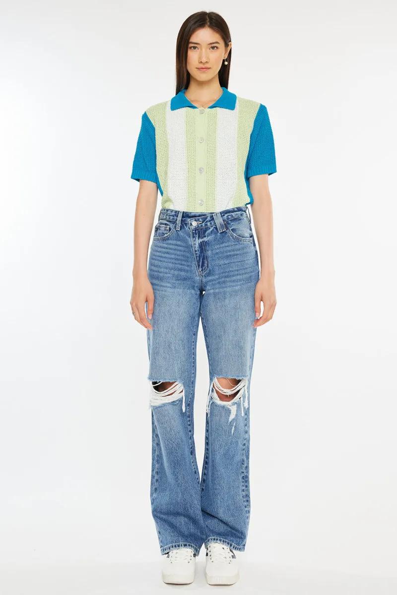 Debra Essentials High Rise 90's Criss Cross Straight Jeans