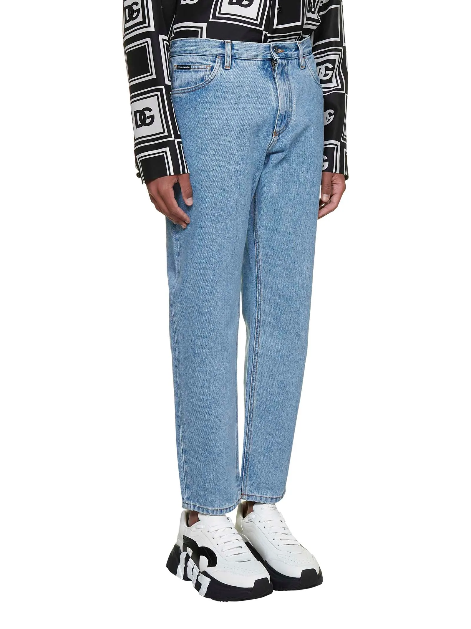 Dolce & Gabbana Logo Patch Cropped Jeans