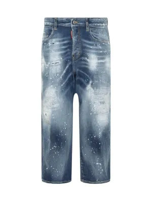 Dsquared2 Cropped Paint-Splatter Jeans