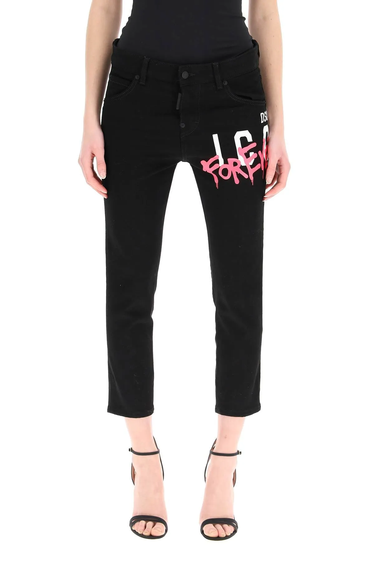 Dsquared2 Graffiti Print Cropped Jeaans