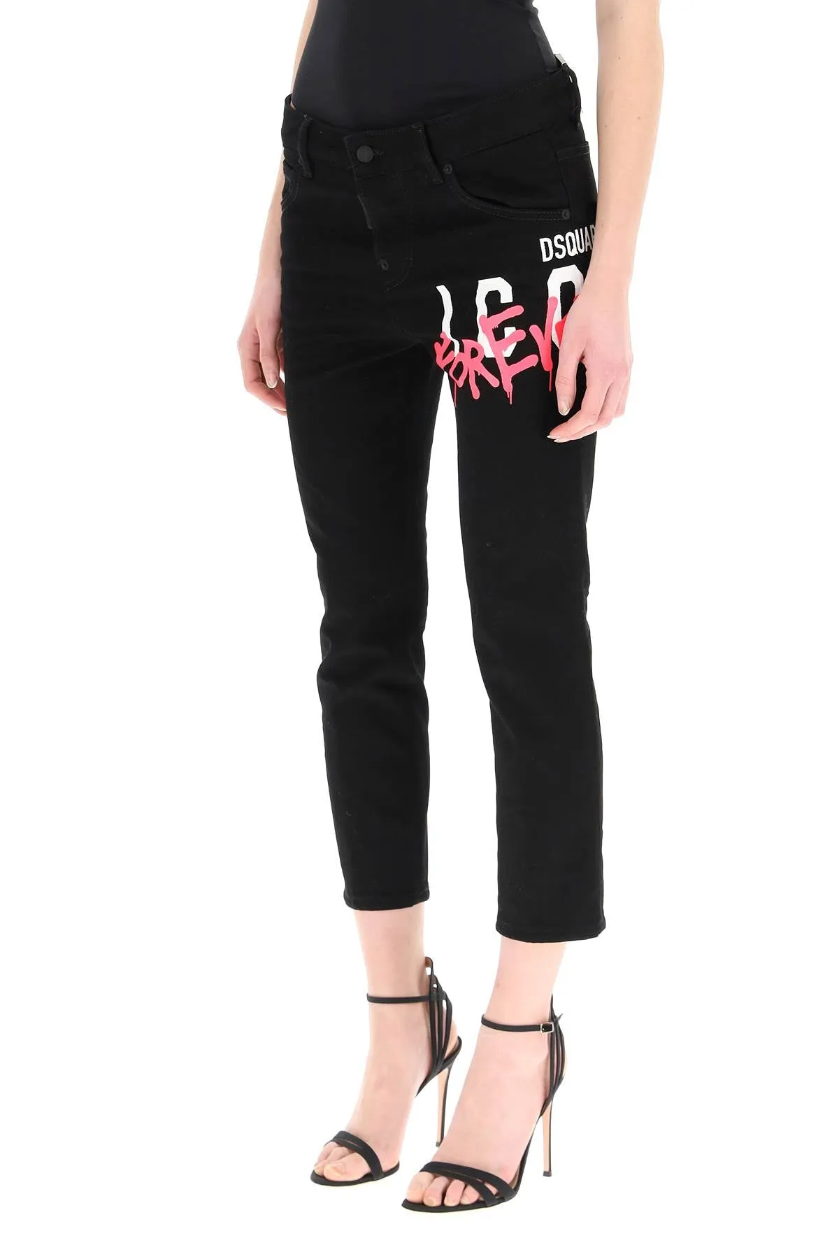 Dsquared2 Graffiti Print Cropped Jeaans