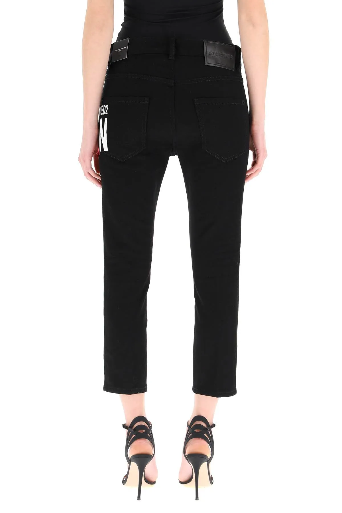 Dsquared2 Graffiti Print Cropped Jeaans