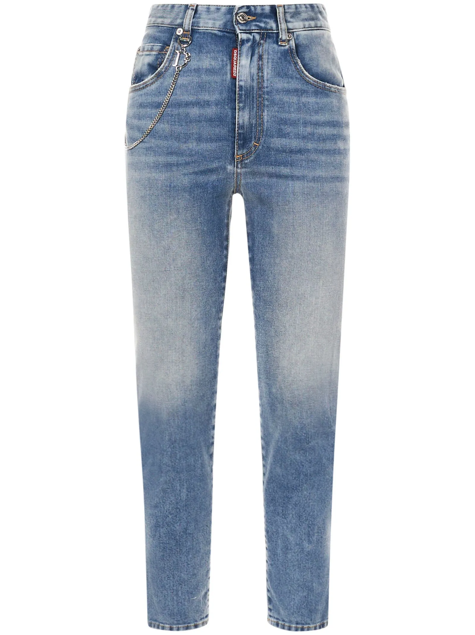 Dsquared2 Logo Charm Detail Cropped Jeans
