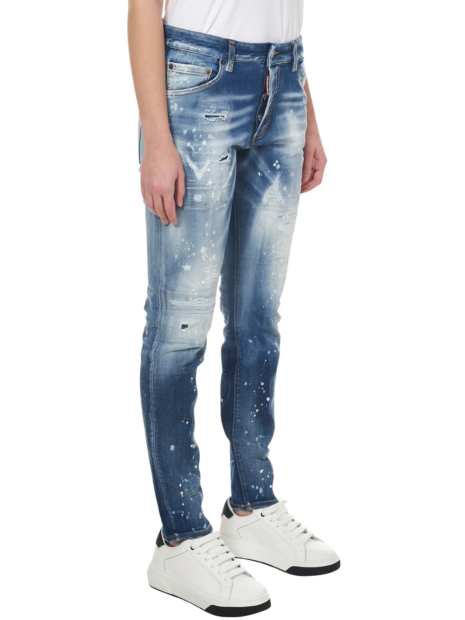 Dsquared2 Rip Detailed Cropped Jeans