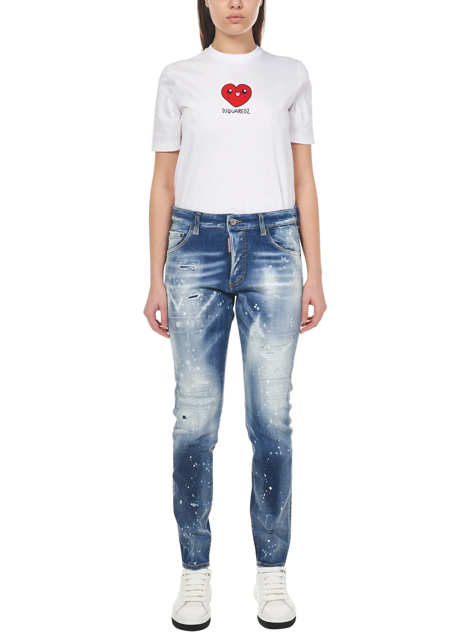 Dsquared2 Rip Detailed Cropped Jeans
