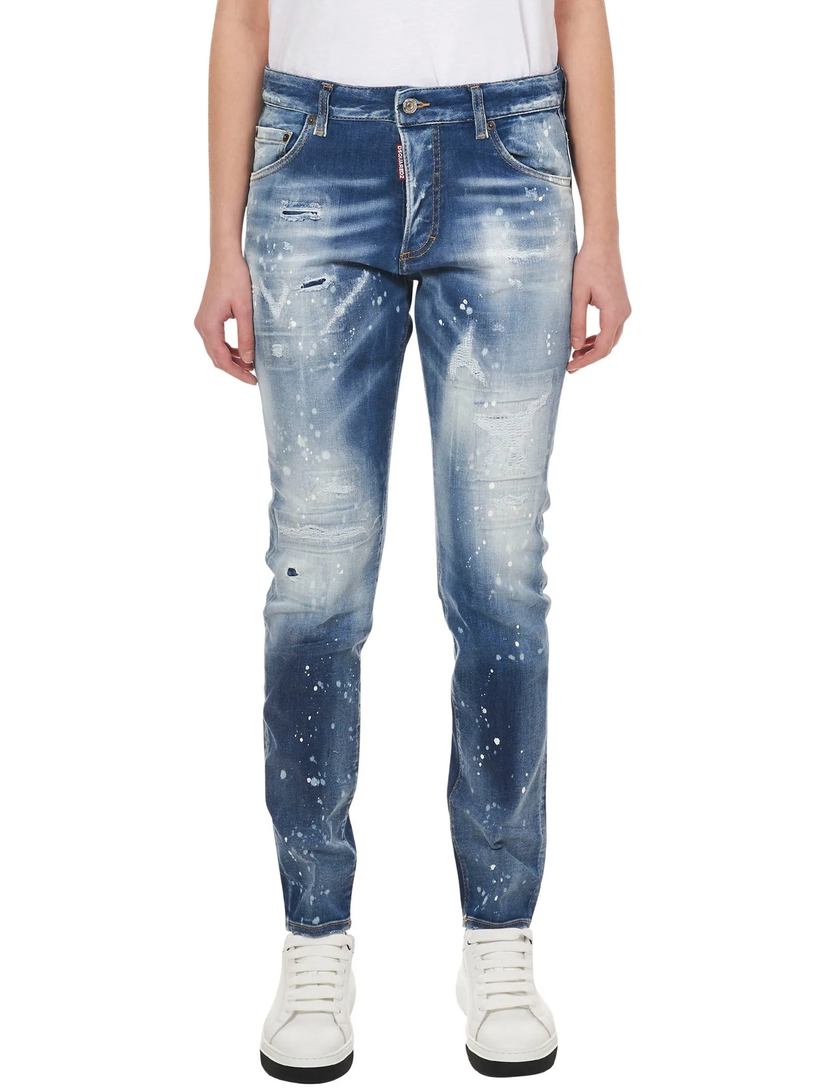 Dsquared2 Rip Detailed Cropped Jeans