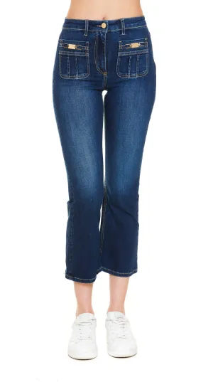 Elisabetta Franchi Logo Plaque Cropped Jeans