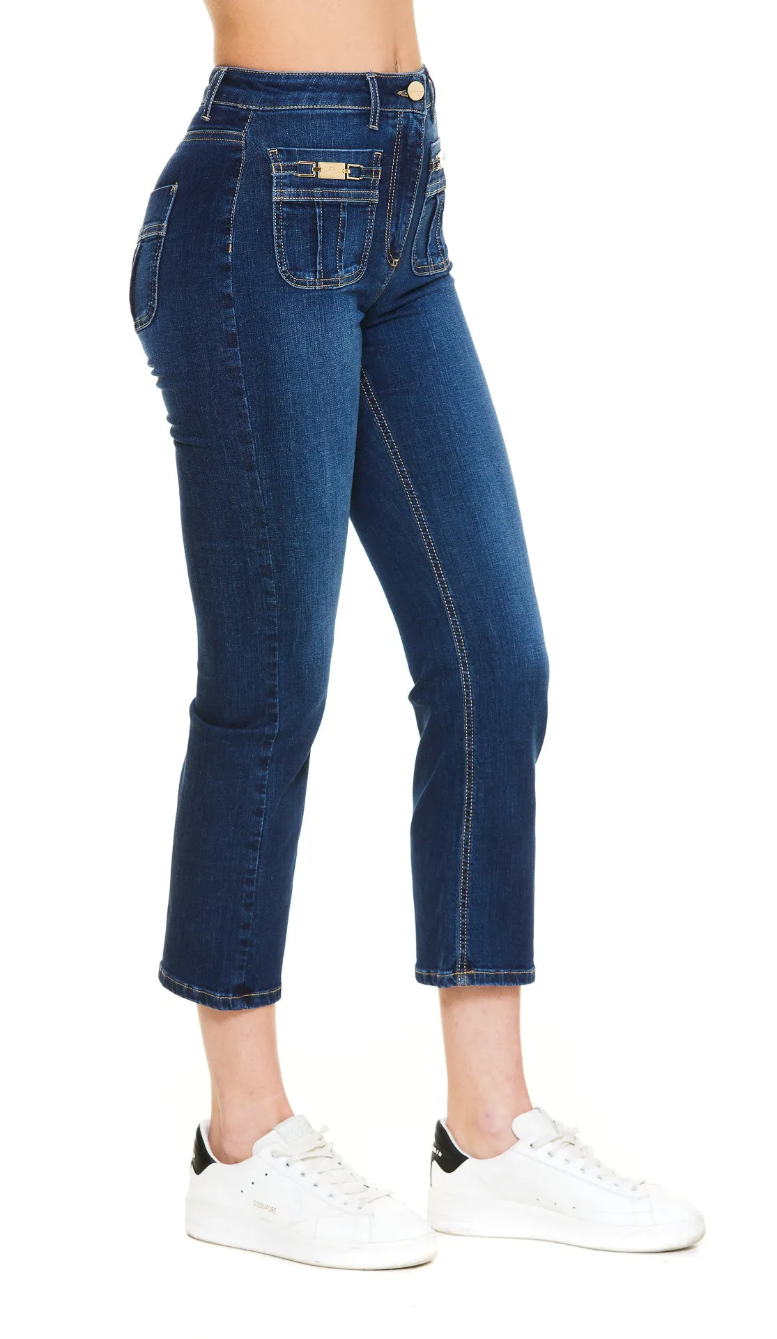 Elisabetta Franchi Logo Plaque Cropped Jeans