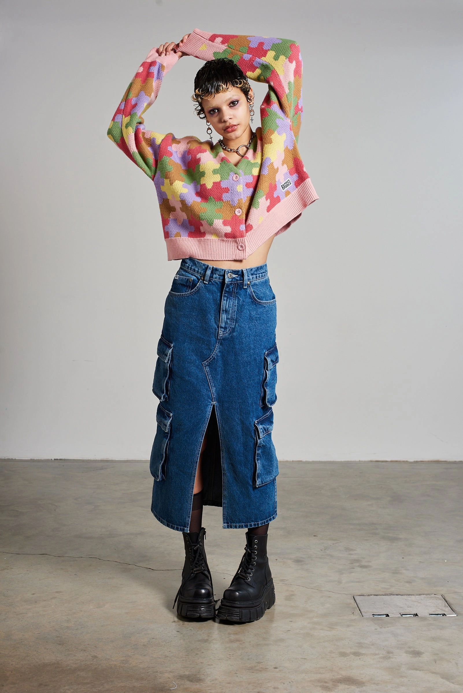 Jigsaw Puzzle Print Cardigan