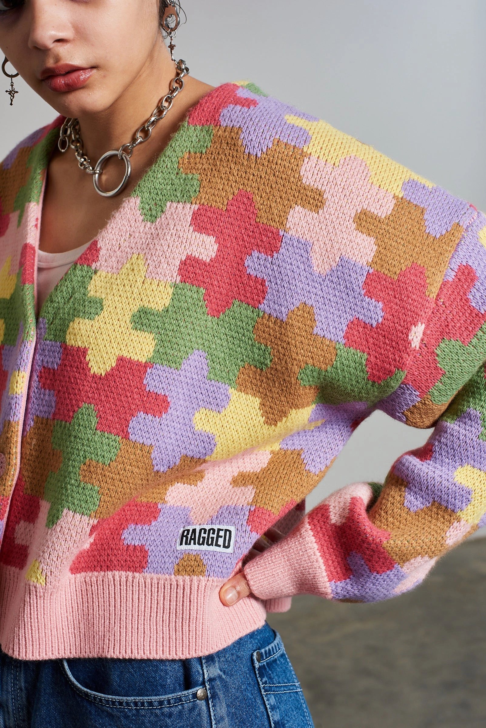 Jigsaw Puzzle Print Cardigan