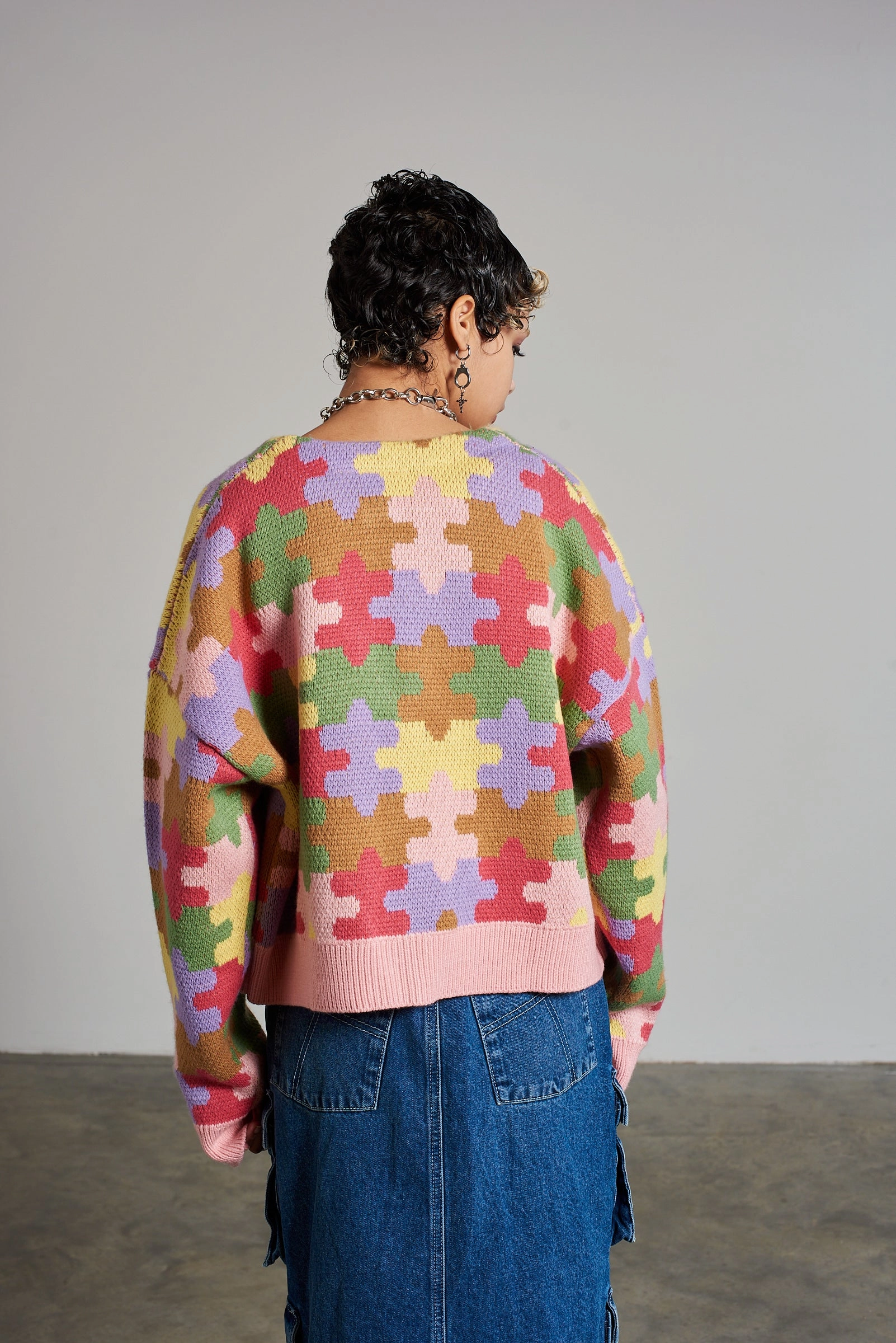 Jigsaw Puzzle Print Cardigan