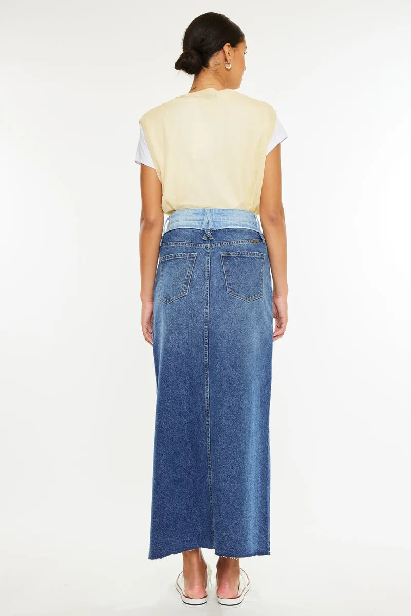 Kiki Two Tone Maxi Denim Skirt