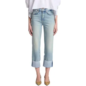 Logan Stovepipe Womens Cuffed Denim Cropped Jeans