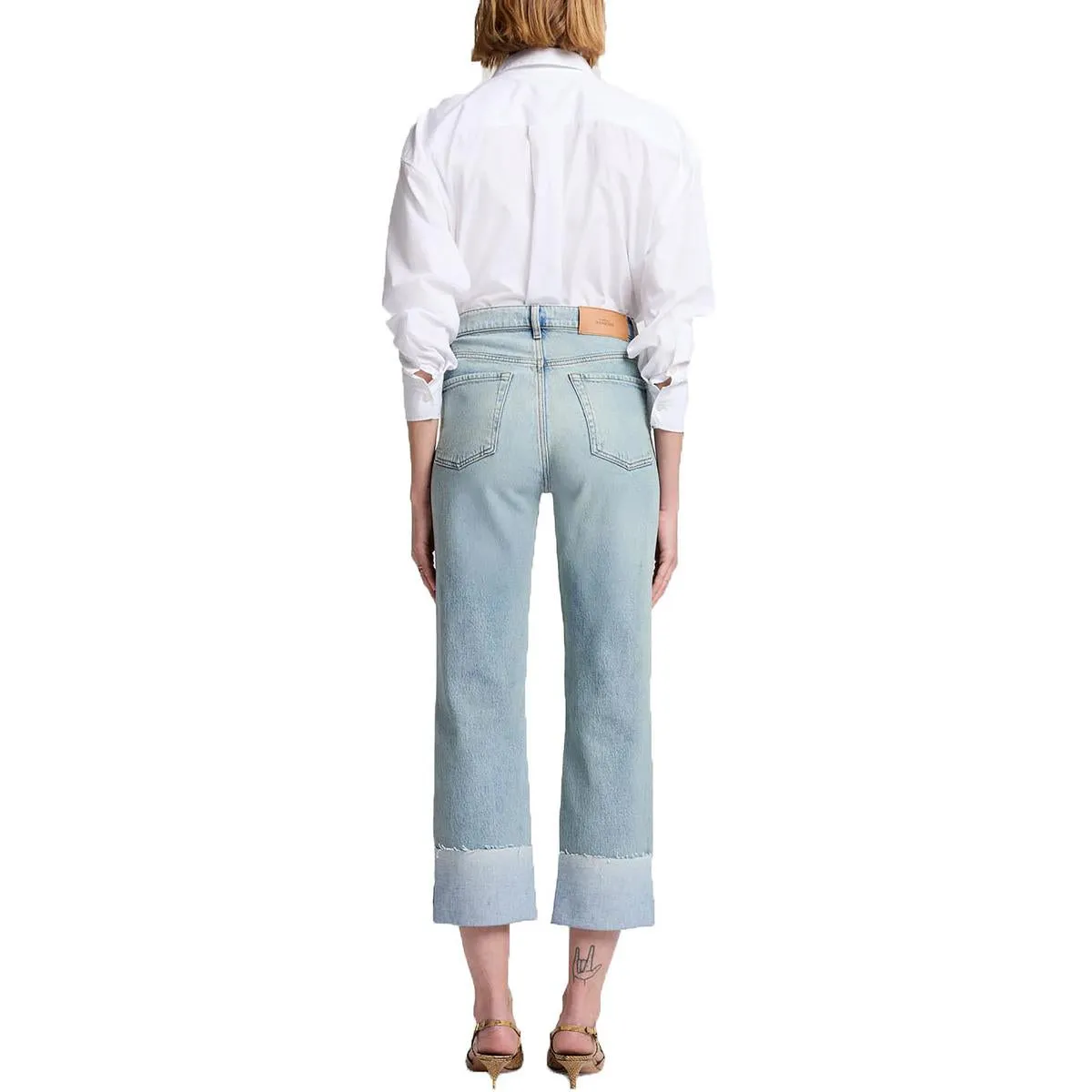 Logan Stovepipe Womens Cuffed Denim Cropped Jeans