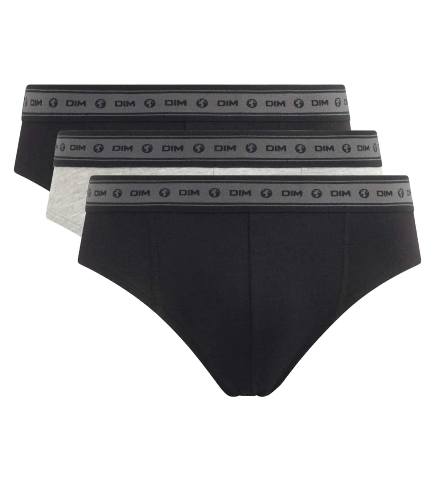 Lot de 3 slips homme en coton bio Noir Gris Dim Good