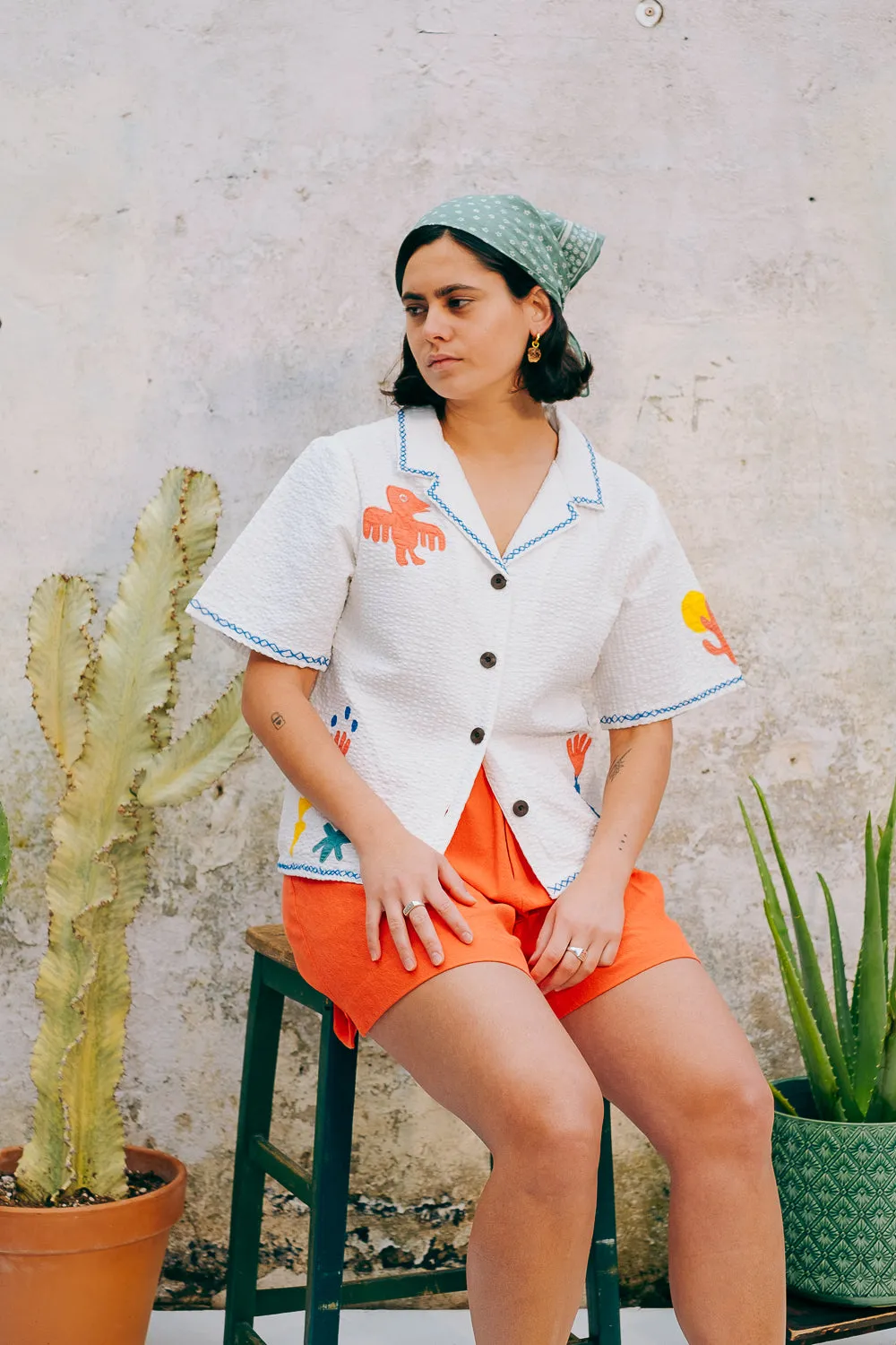 Lowie White Applique Etta Shirt