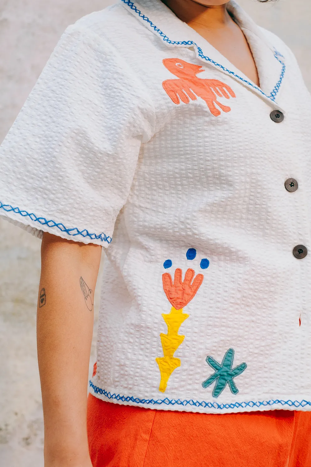 Lowie White Applique Etta Shirt