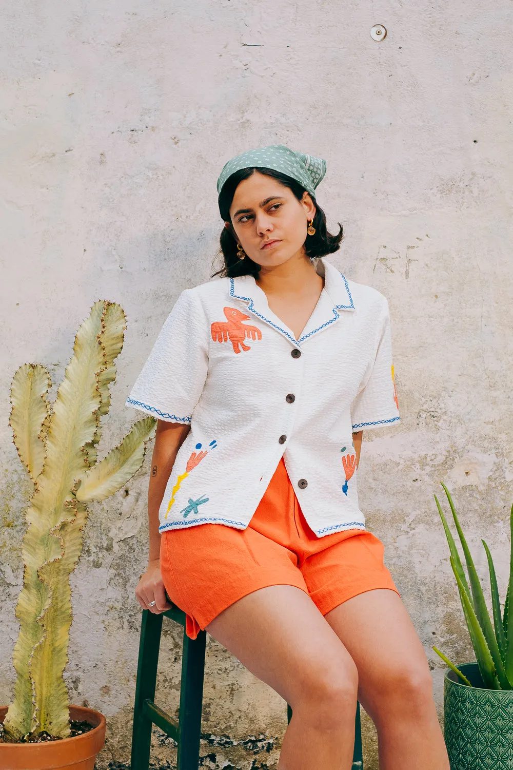 Lowie White Applique Etta Shirt