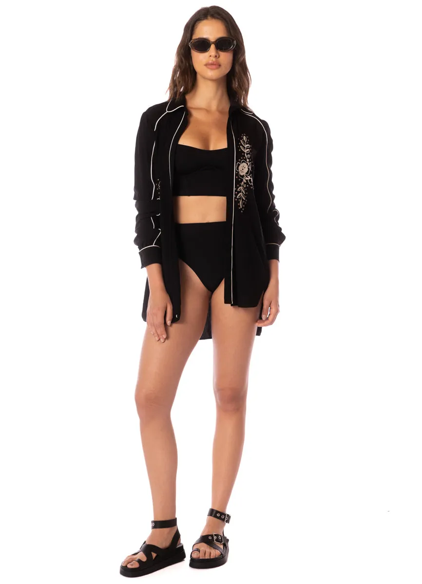 Maaji Midnight Shadow Oasis High Rise Lace Up Bikini Bottom