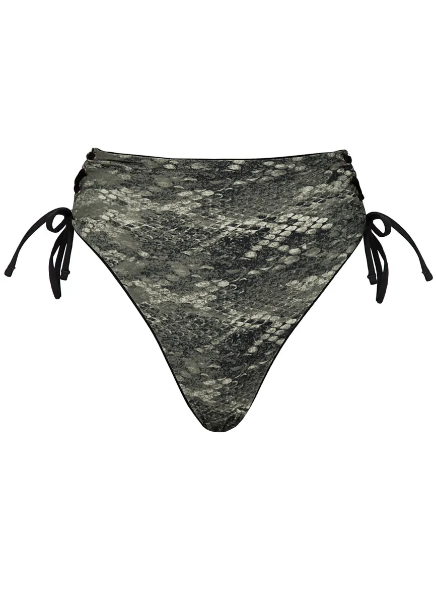 Maaji Midnight Shadow Oasis High Rise Lace Up Bikini Bottom