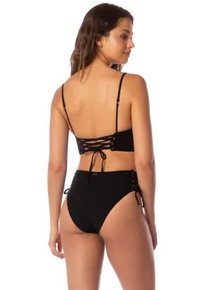 Maaji Midnight Shadow Oasis High Rise Lace Up Bikini Bottom