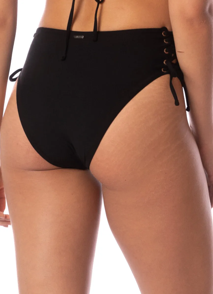 Maaji Midnight Shadow Oasis High Rise Lace Up Bikini Bottom