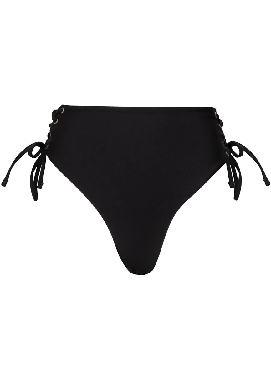 Maaji Midnight Shadow Oasis High Rise Lace Up Bikini Bottom