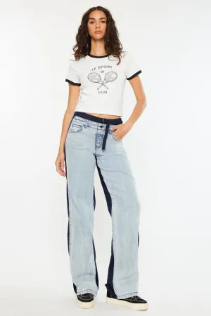Miranda High Rise Pull On Wide Leg Jeans