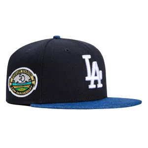 New Era 59Fifty Denim Pack Los Angeles Dodgers 50th Anniversary Stadium Patch Hat - Navy. Denim Royal