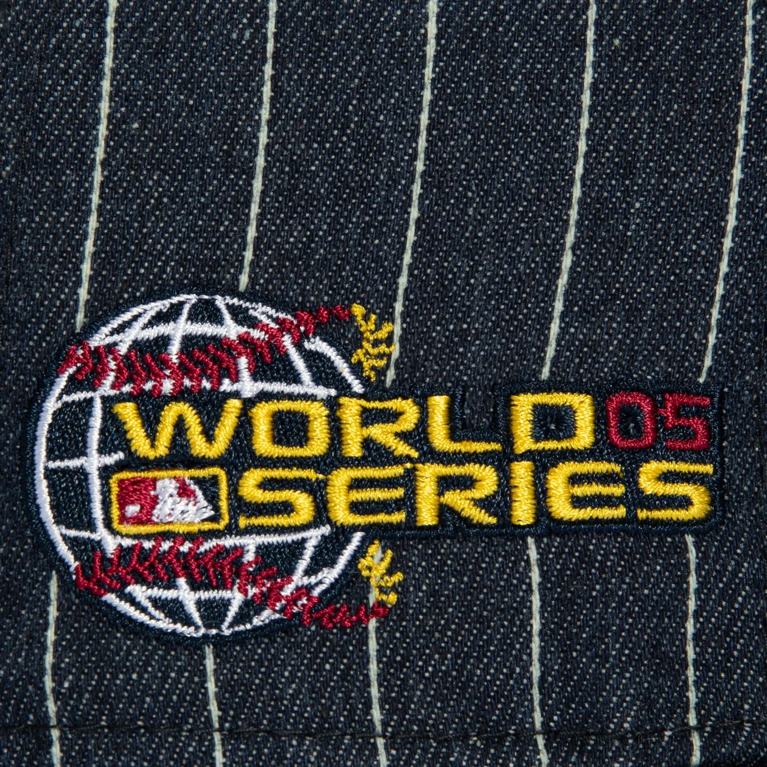 New Era 59Fifty Denim Pinstripe Chicago White Sox 2005 World Series Patch Hat - Navy