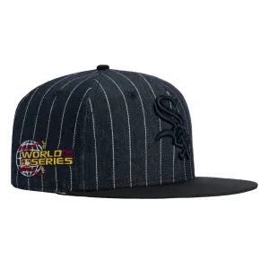 New Era 59Fifty Denim Pinstripe Chicago White Sox 2005 World Series Patch Hat - Navy