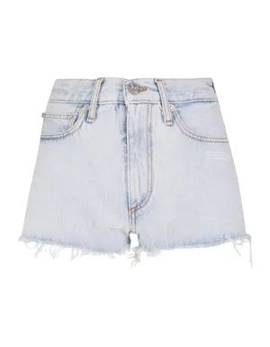 Off-White Logo Patch Washed Denim Shorts