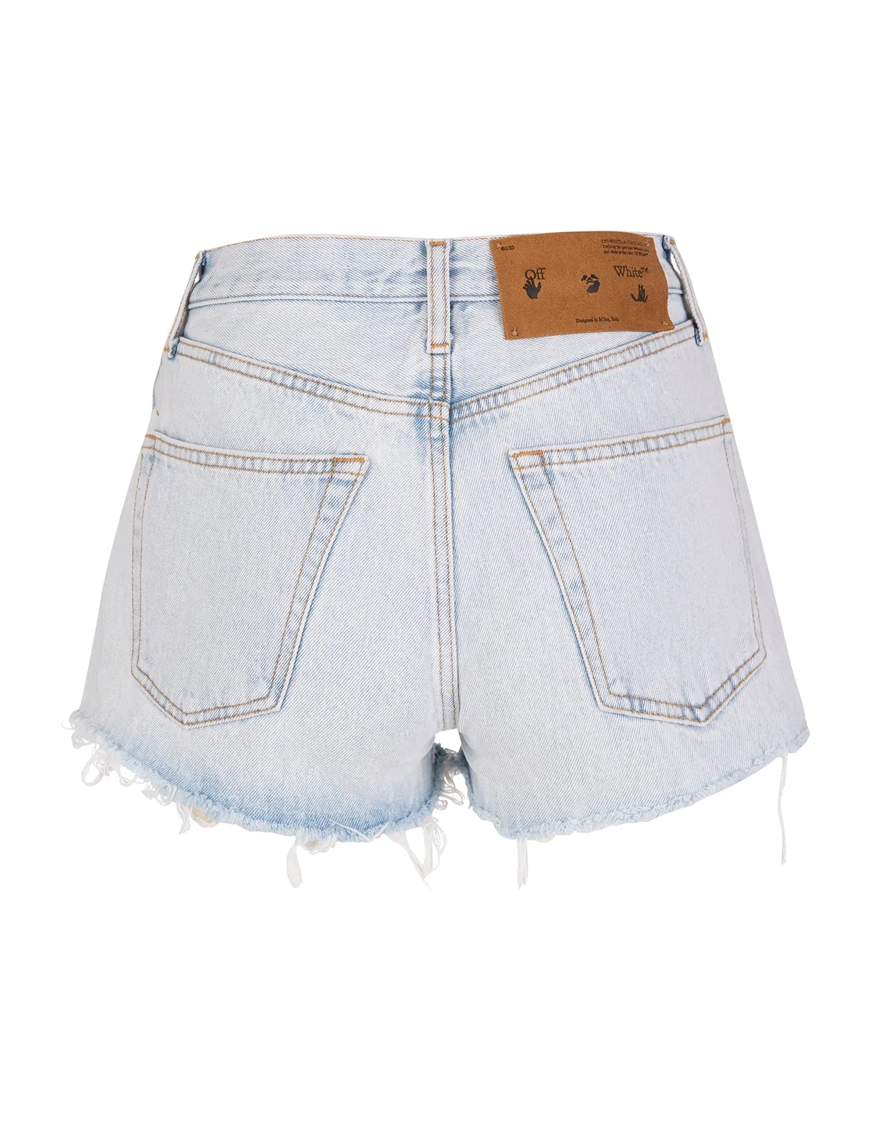 Off-White Logo Patch Washed Denim Shorts